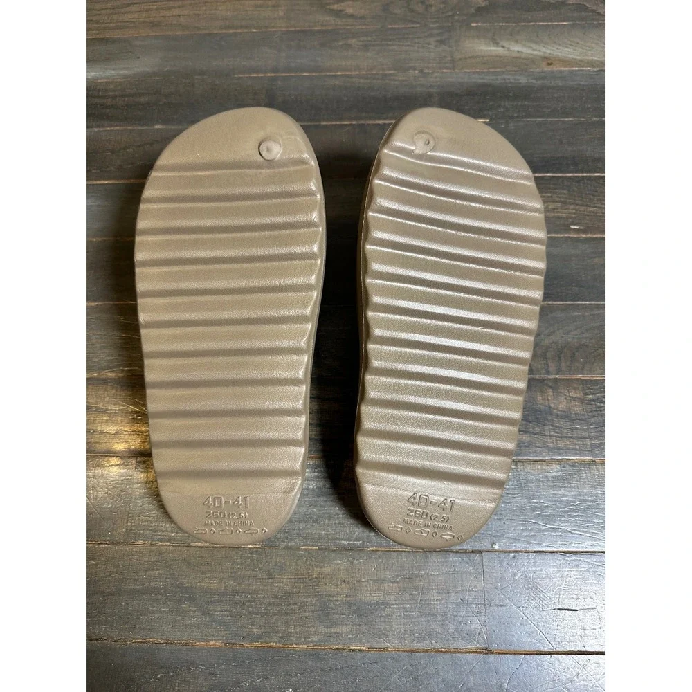 Foam Slide Sandals Earth Tone Khaki Brown Platform Slides Size 40-41